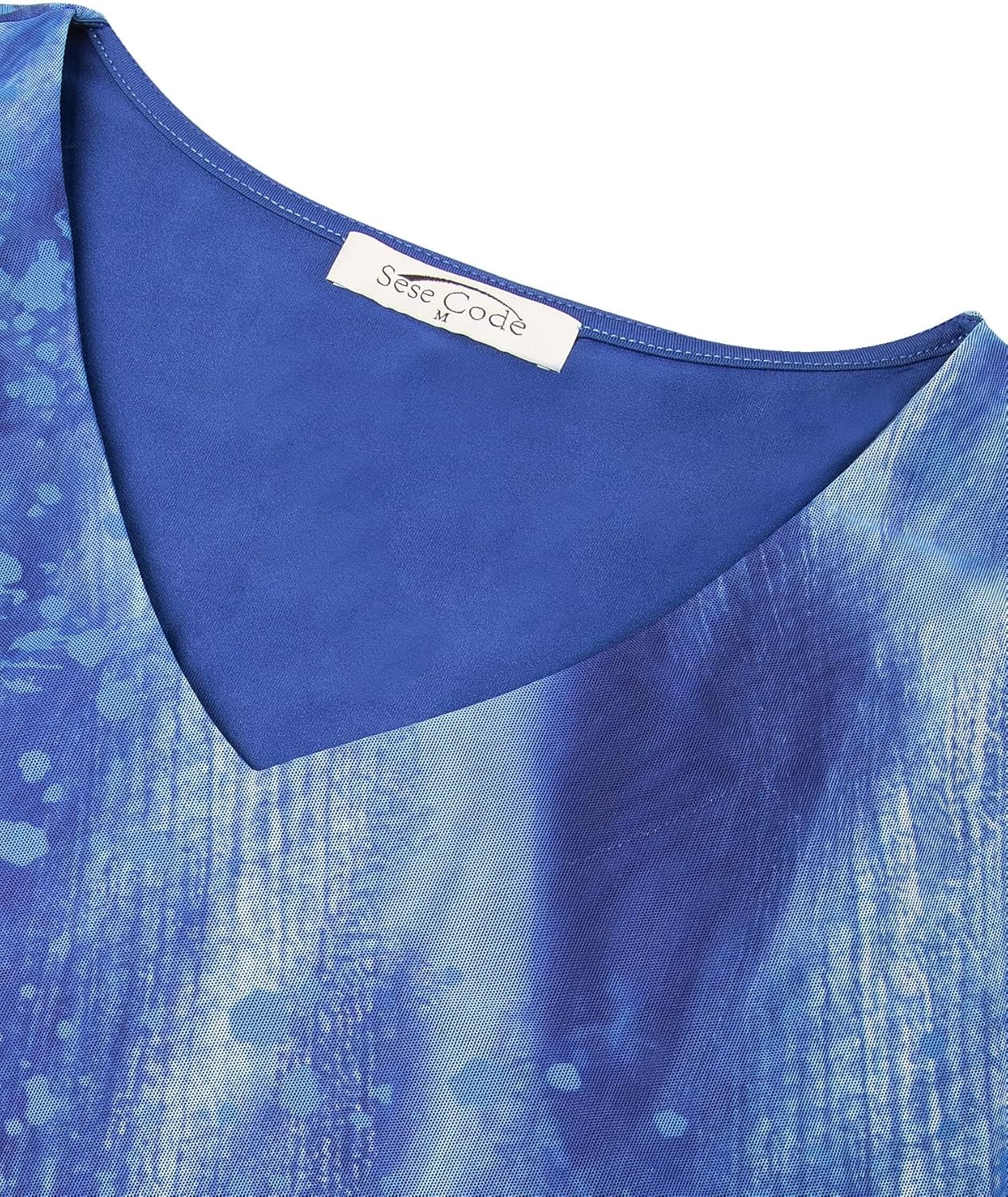 SeSe Code Womens Ruffle 3/4 Sleeve Mesh Blouses Loose Flowy Tops Stretchy Shirts - Image 2