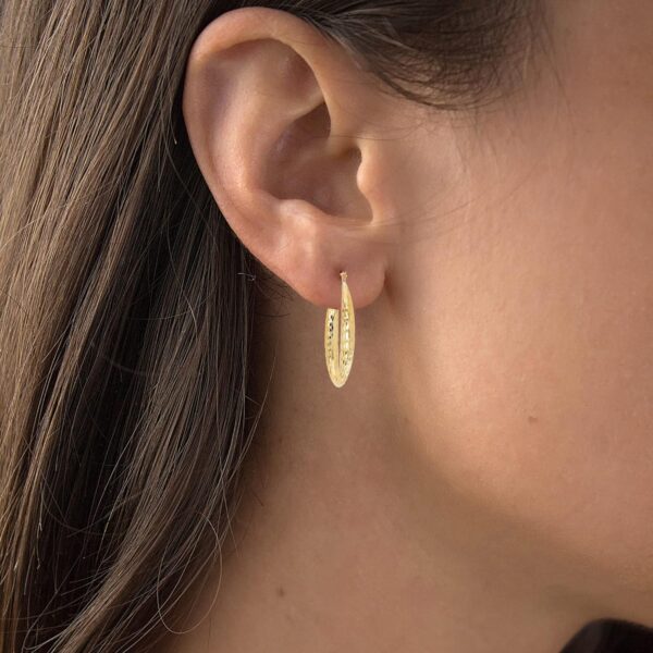 14K Yellow Gold High Polished Oval Hoop Earrings with Hinged Clasp | Various Sizes & Design | Yellow Gold Hoops | Solid 14k Gold Earrings Gold For Women - Image 2