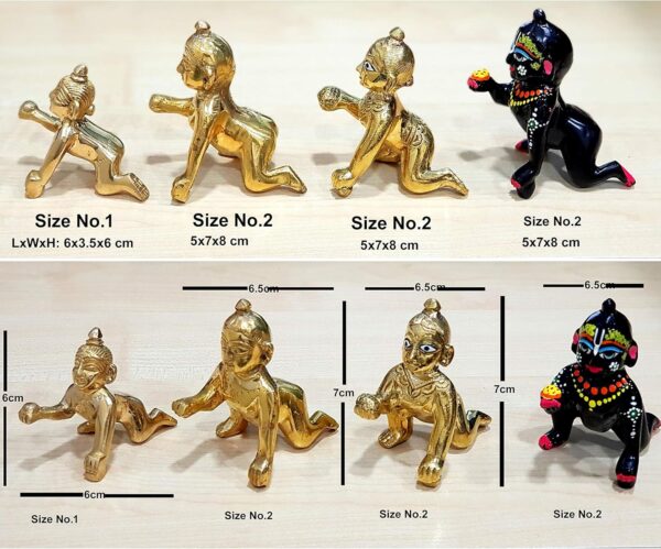 StonKraft Brass Krishna Laddoo Gopal Kanha Makhan Chor Statue Idol Murti Sculpture (Small Size) - Image 7