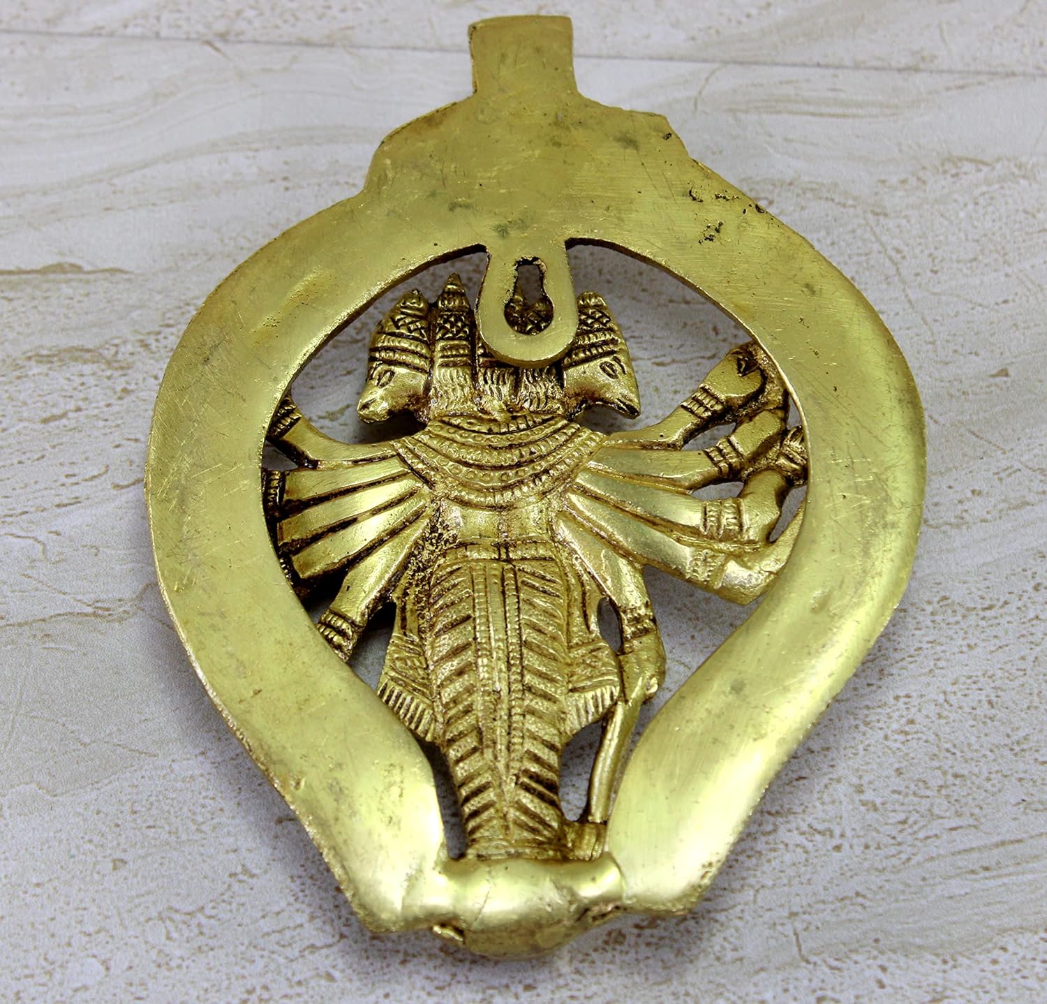 eSplanade Brass Panchmukhi Hanuman Wall Hanging Anjaneya Pavan Putra Bajrangbali Maruti Idol Murti Moorti Statue - 6" Inches - Image 5
