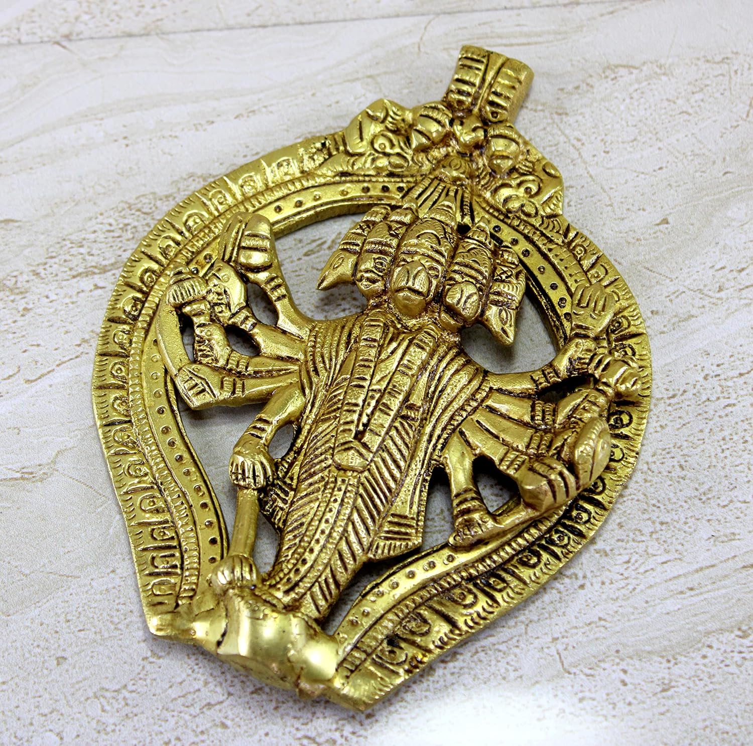 eSplanade Brass Panchmukhi Hanuman Wall Hanging Anjaneya Pavan Putra Bajrangbali Maruti Idol Murti Moorti Statue - 6" Inches - Image 2