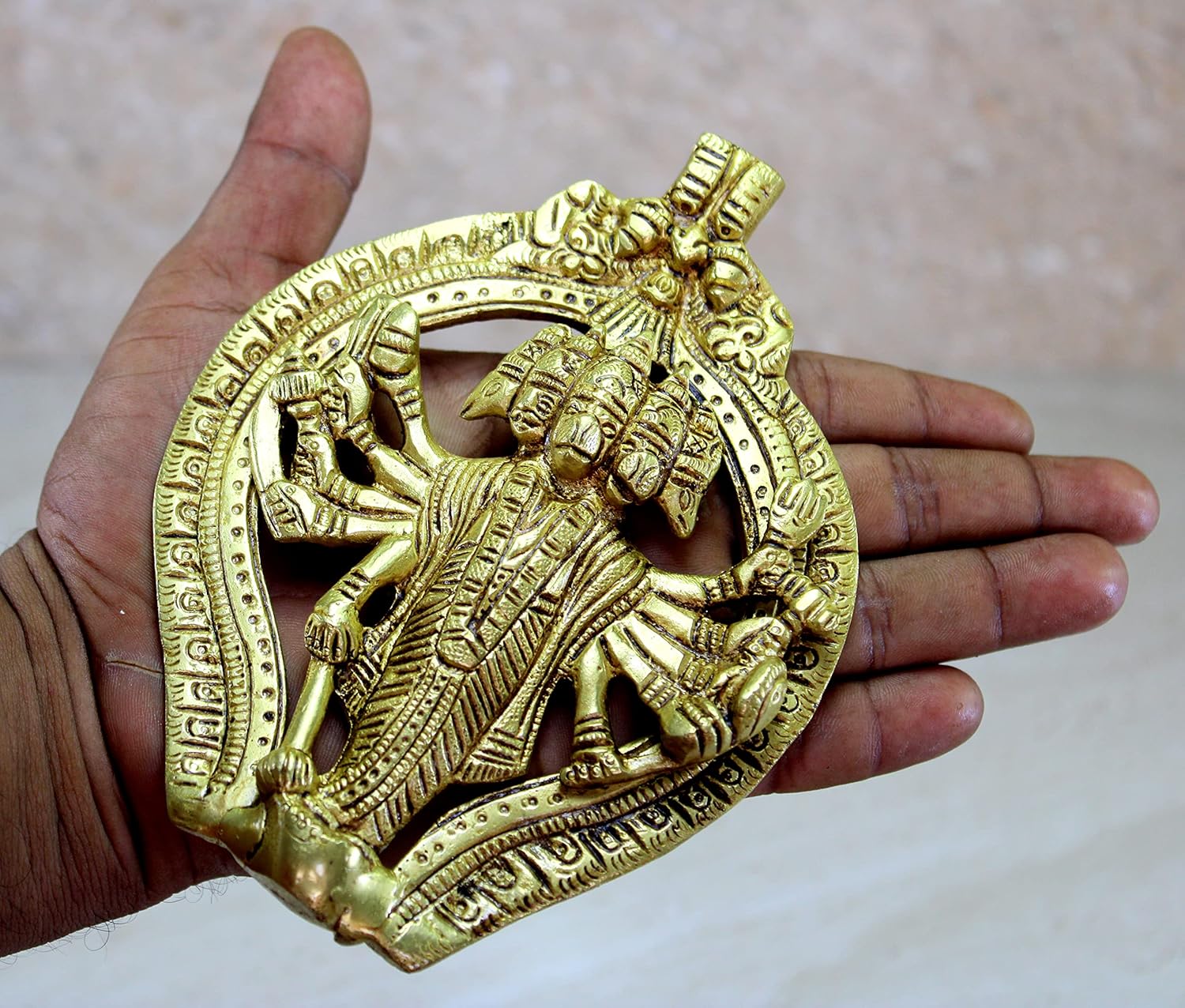 eSplanade Brass Panchmukhi Hanuman Wall Hanging Anjaneya Pavan Putra Bajrangbali Maruti Idol Murti Moorti Statue - 6" Inches - Image 4