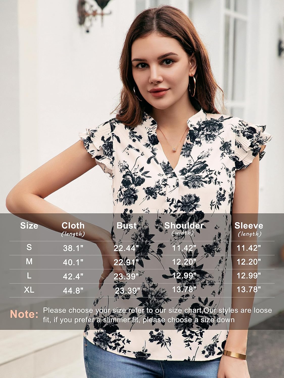 Sucolan Women's Summer Tops Dressy Casual Notch V Neck Ruffle Short Sleeve Flowy Shirts Cute Blouses Tops - Image 5