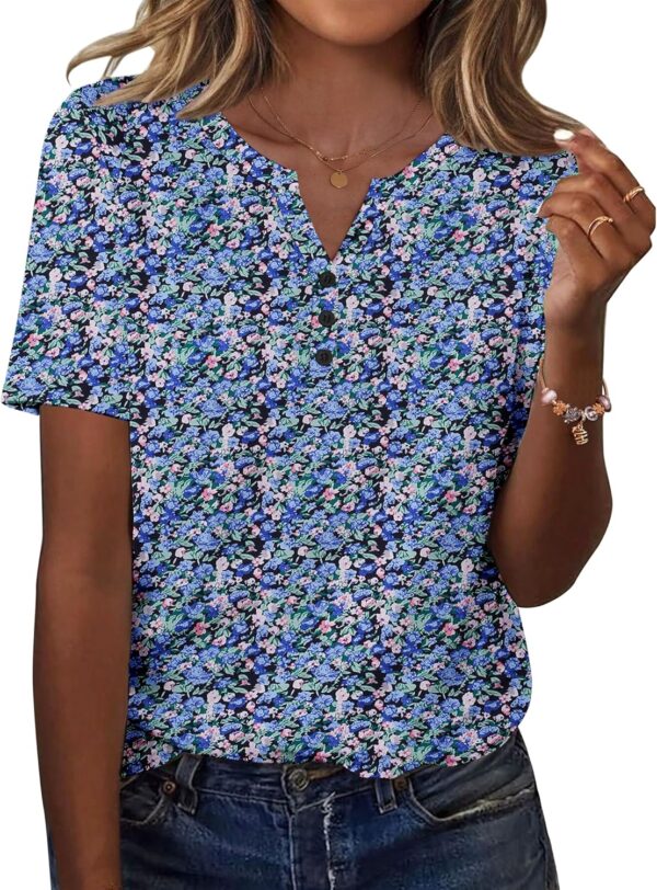 Zeagoo Womens Summer Tops Casual Short Sleeve V Neck Shirts Business Dressy Work Tunic Blouses