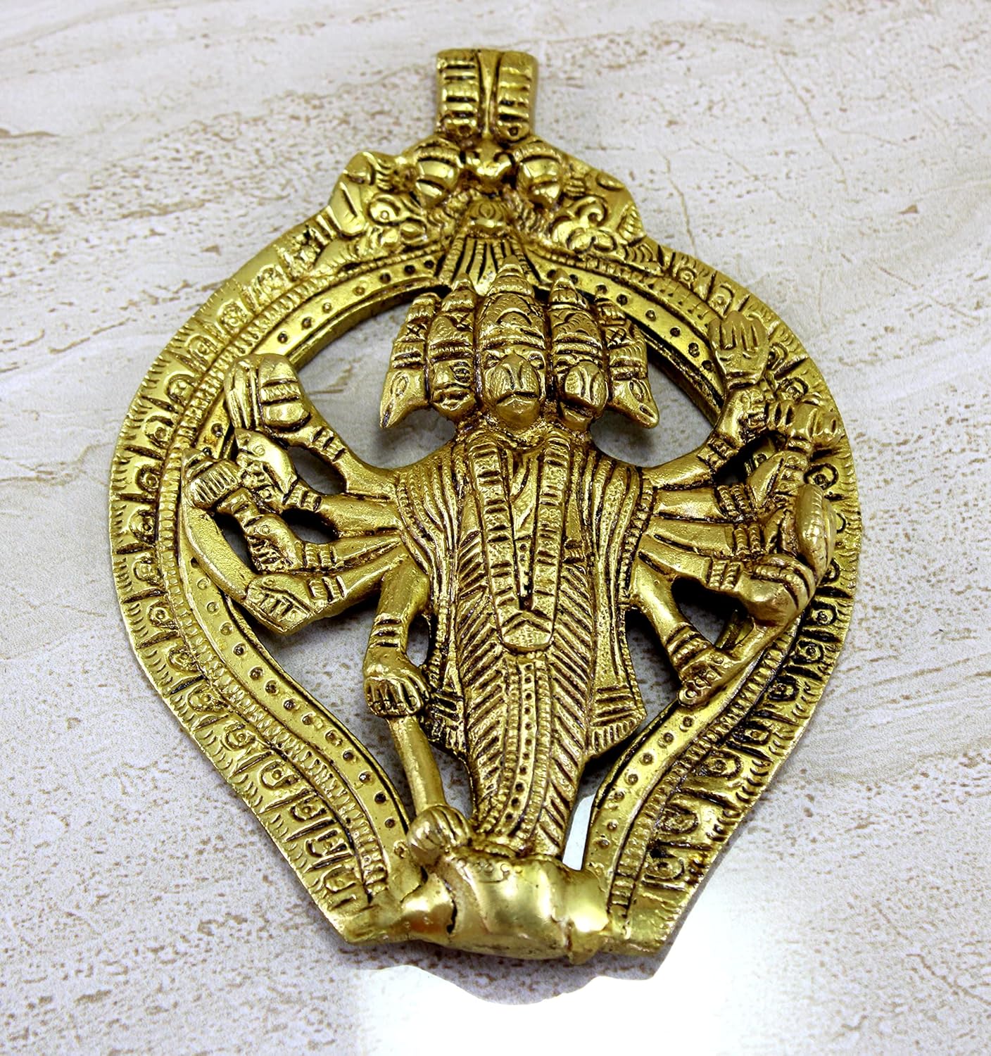 eSplanade Brass Panchmukhi Hanuman Wall Hanging Anjaneya Pavan Putra Bajrangbali Maruti Idol Murti Moorti Statue - 6" Inches - Image 3