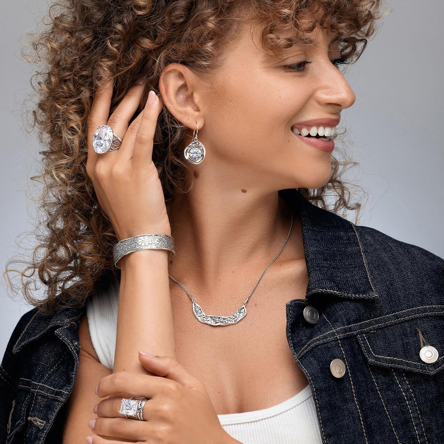 JEAN RACHEL JEWELRY 925 Sterling Silver Statement Ring with Octagon Shaped Cubic Zirconia - Hypoallergenic, Nickel & Lead-free - Artisan Handcrafted Designer Collection - Made In Israel - Image 4