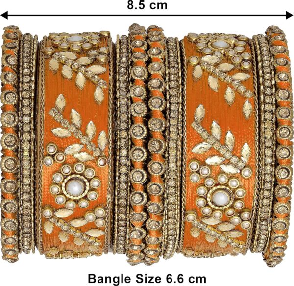 Aheli Traditional Wedding Designer Silk Thread Faux Stone Studded Bridal Bangle Set Chuda Indian Ethnic Bollywood Fashion Jewelry Gift for Women Blue - Image 2