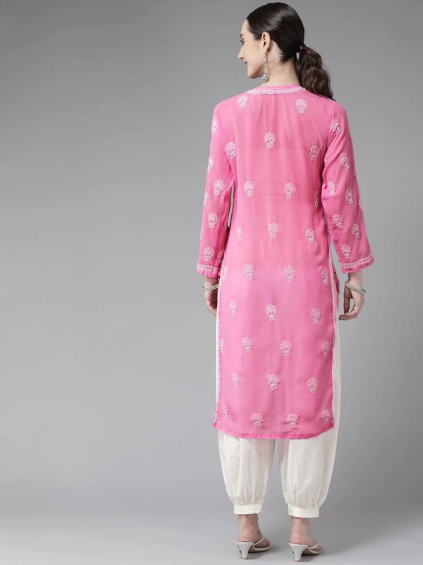 Ada Indian Hand Embroidered Chikankari Ethnic Wear Georgette Kurta Kurti Tunic for Women A95504 - Image 2