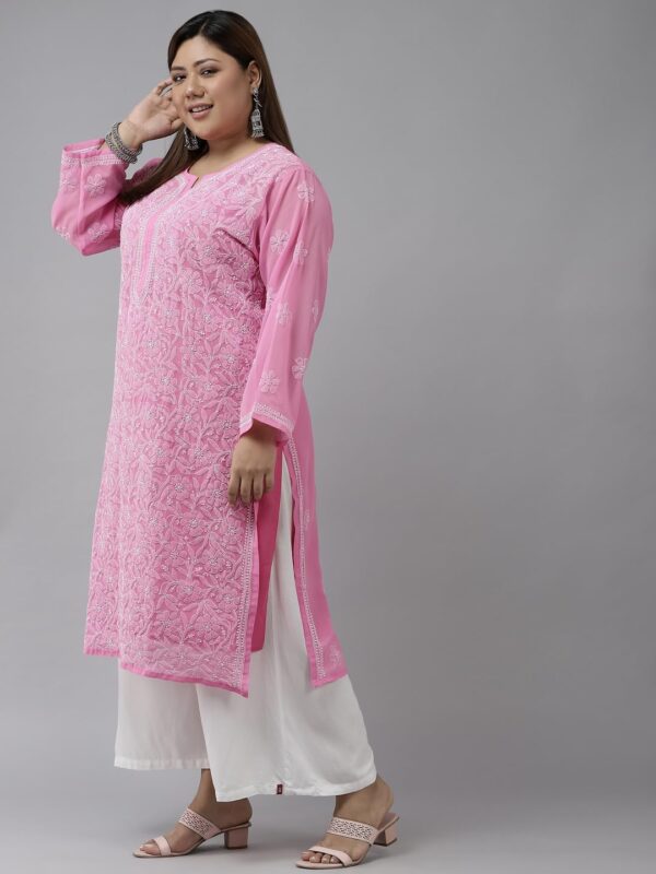 Ada Indian Hand Embroidered Chikankari Ethnic Wear Georgette Kurta Kurti Tunic for Women A95504 - Image 3