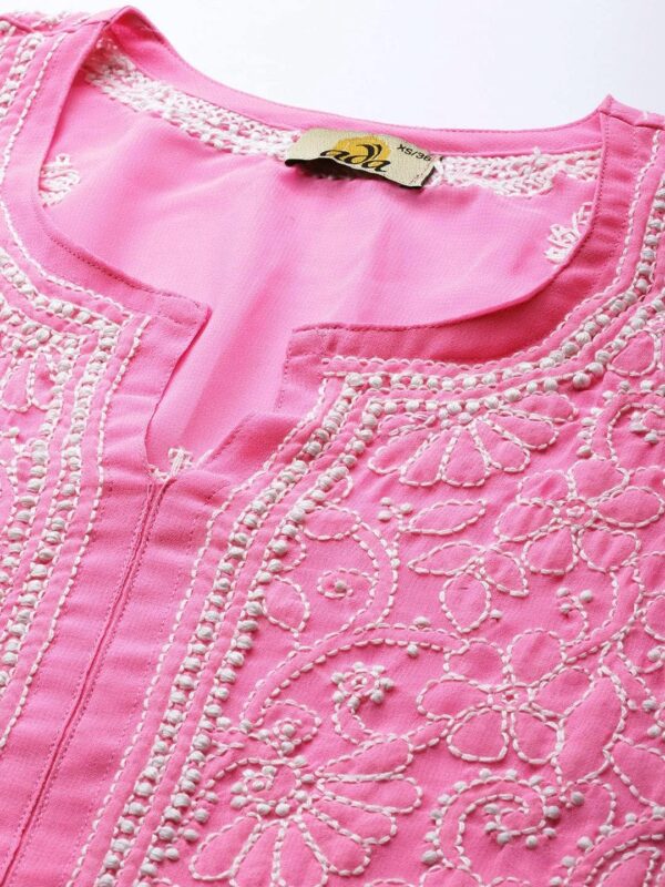 Ada Indian Hand Embroidered Chikankari Ethnic Wear Georgette Kurta Kurti Tunic for Women A95504 - Image 5