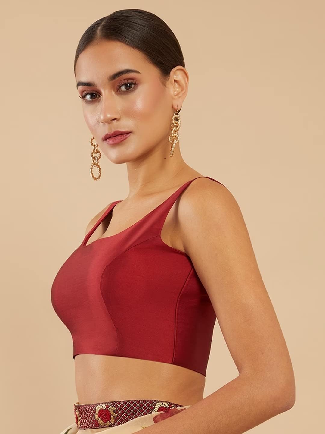 Indian Designer Party wear Art Silk Saree Blouse for Women Solid Readymade Indian Style Choli Top - Image 3