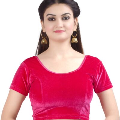 Chandrakala Velvet Blouses for Women Sarees,Stretchable, (B104-P)