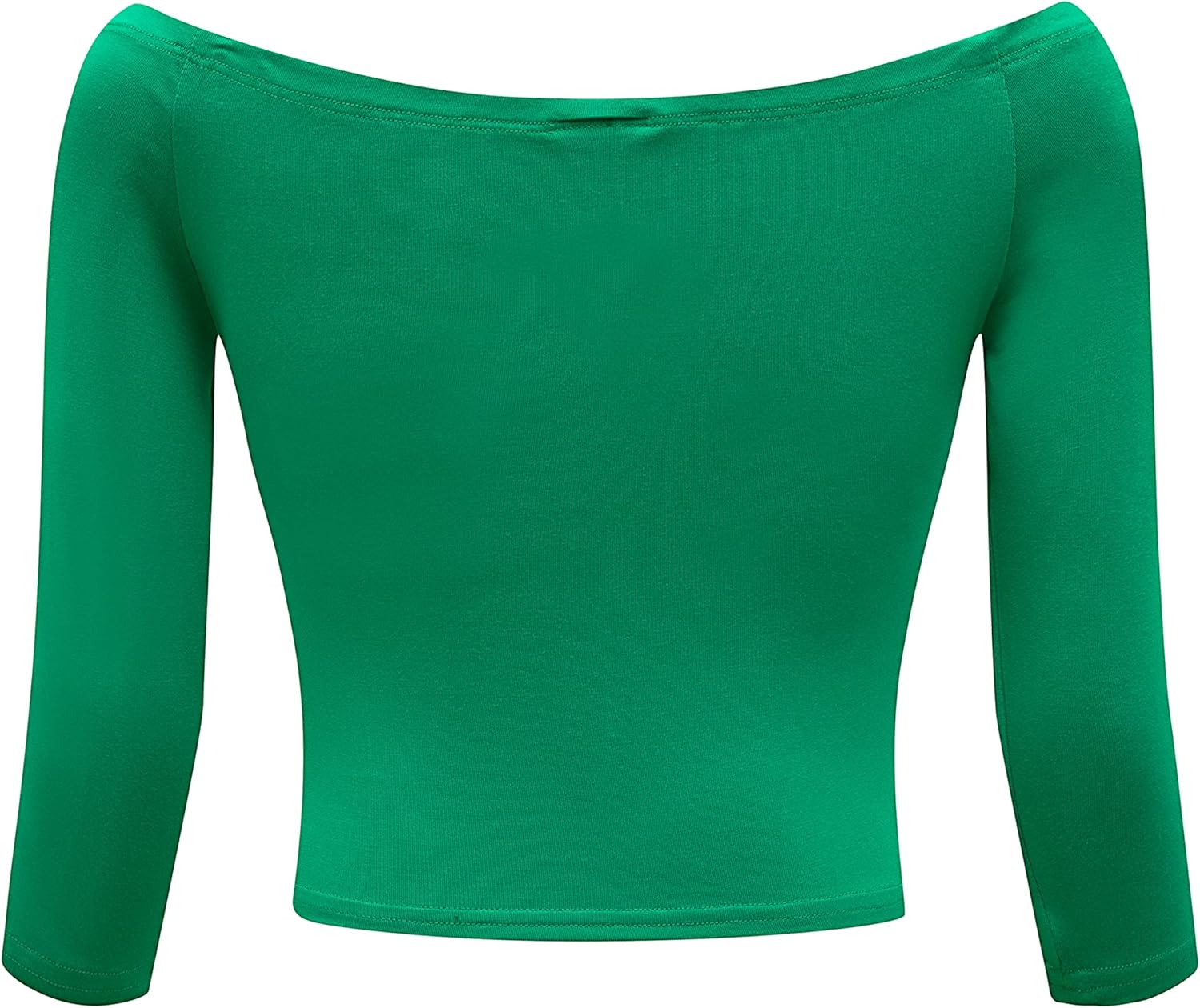 OThread & Co. Women's Off Shoulder 3/4 Sleeve Crop Top Comfy Basic Stretch Layer Shirt - Image 4