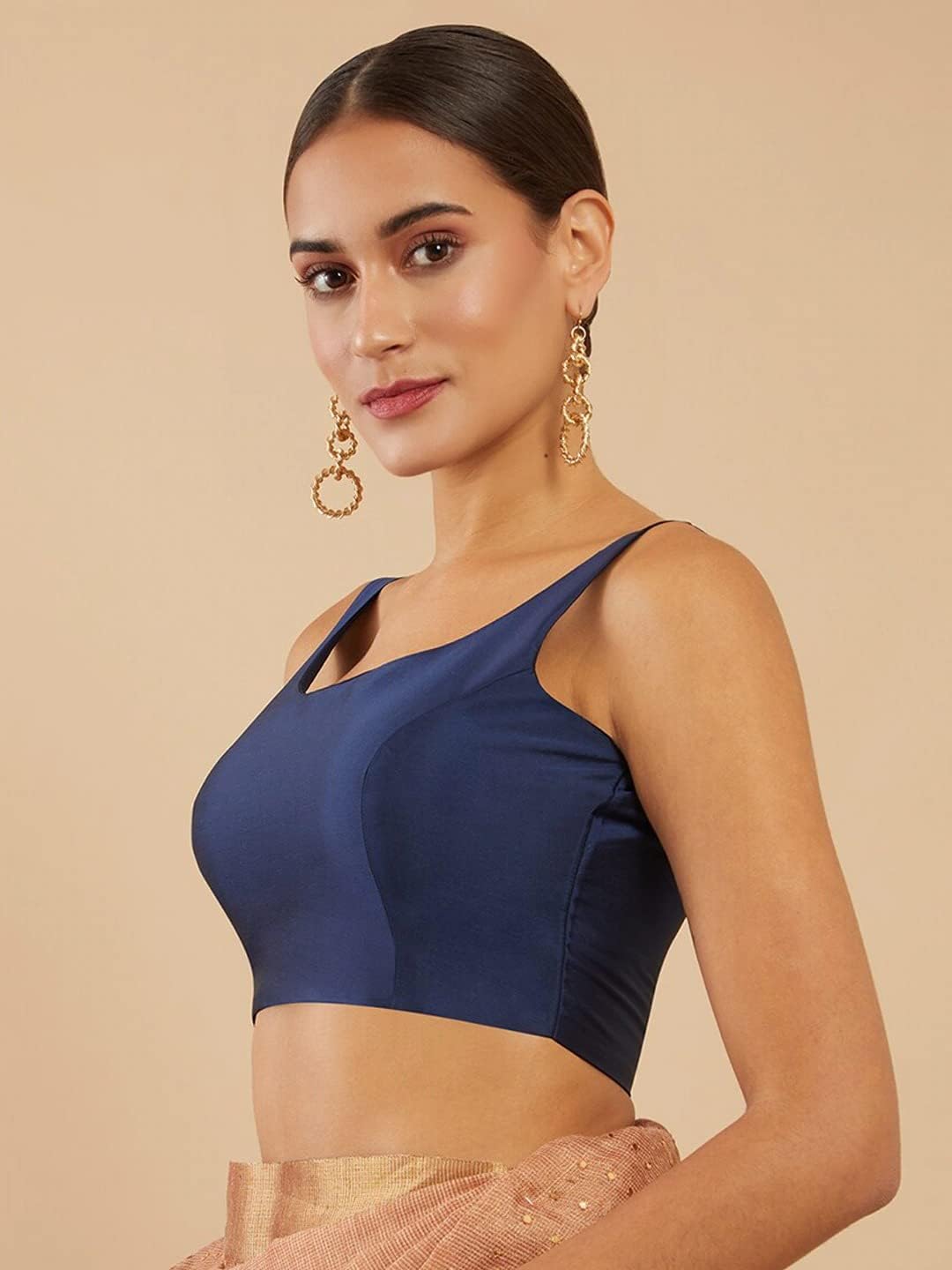 Indian Designer Party wear Art Silk Saree Blouse for Women Solid Readymade Indian Style Choli Top - Image 2