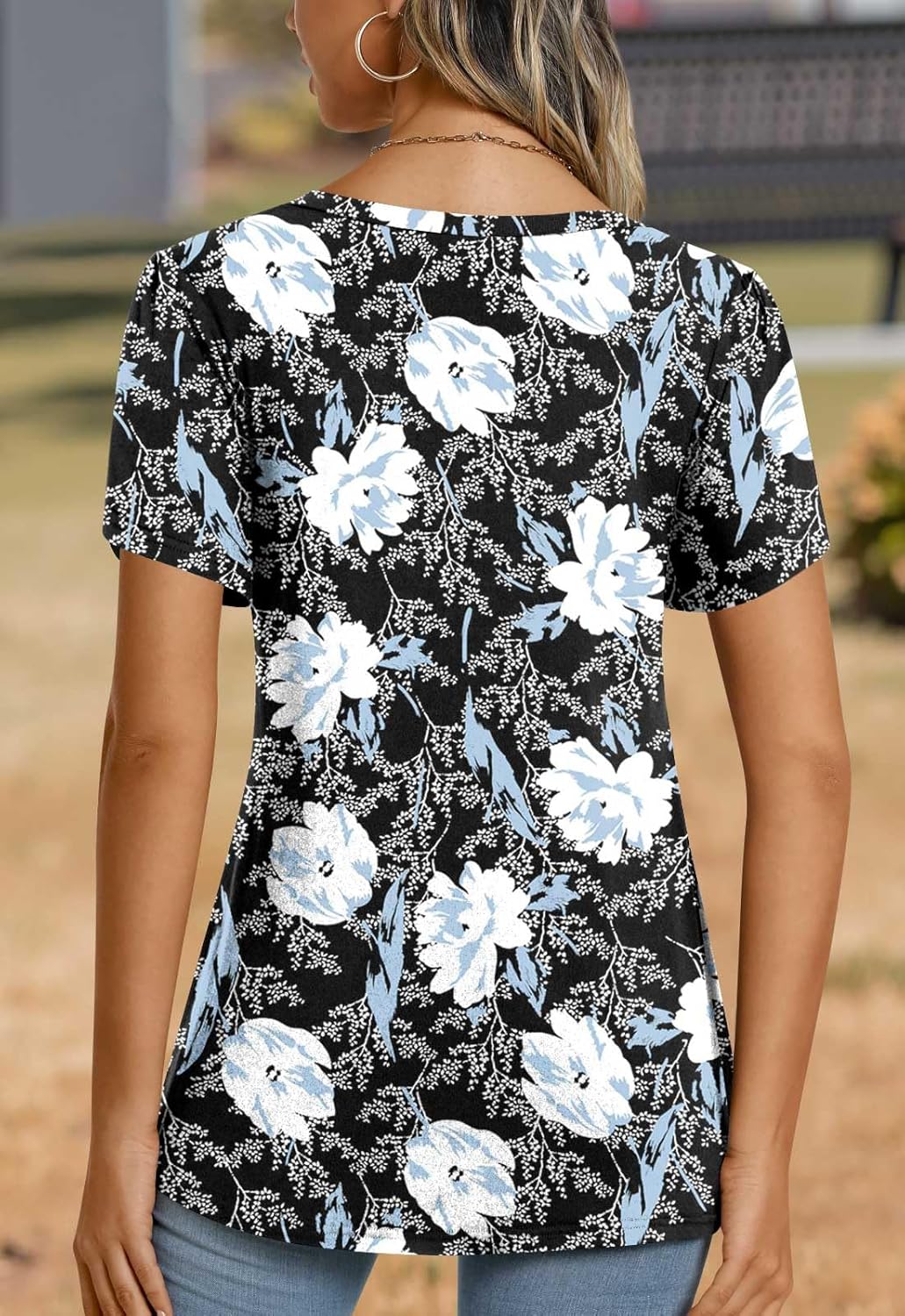 CATHY 2025 Womens Tops Spring Summer Shirt Tunics Short Sleeve Casual T-Shirts Blouse V Neck with Leggings S-4XL - Image 5