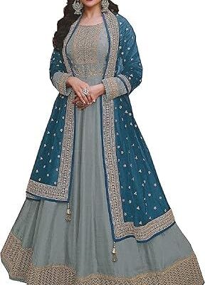Ready to Wear Indian Pakistani Wedding Designer Silk Embroidered Anarkali Suit for Womens