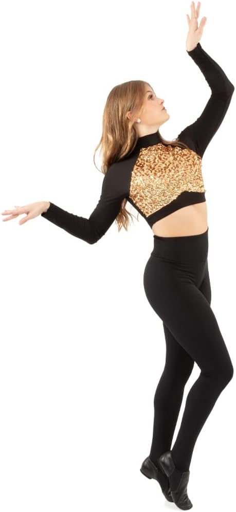 Long Sleeve Sequin Performance Crop Top - Image 3