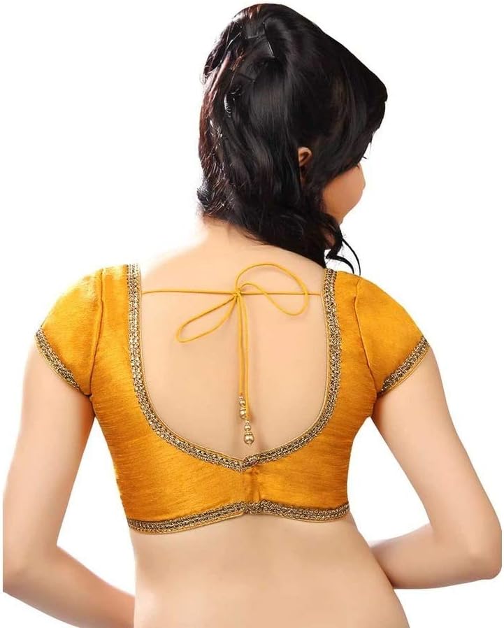 Indian Designer Women's Readymade Silk Indian Ethnic Saree Crop Top Choli Blouse - Image 2