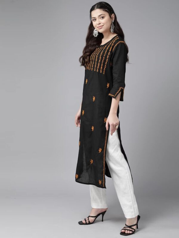 Ada Indian Traditional Hand Embroidered Chikankari Women's Cotton Kurta Kurti Tunic Dress A411419 - Image 5