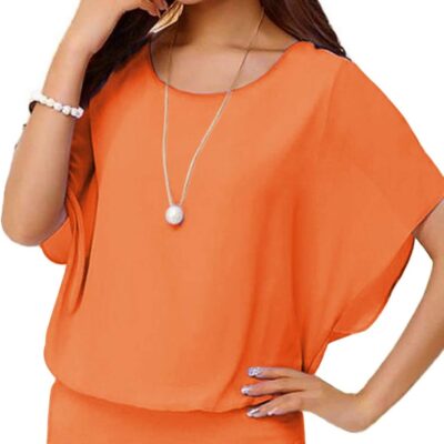 VIISHOW Women's Summer Loose Casual Short Sleeve Chiffon Top T-Shirt Blouse
