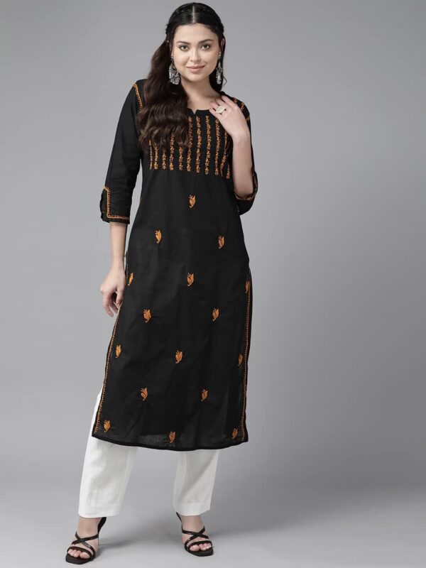 Ada Indian Traditional Hand Embroidered Chikankari Women's Cotton Kurta Kurti Tunic Dress A411419 - Image 4