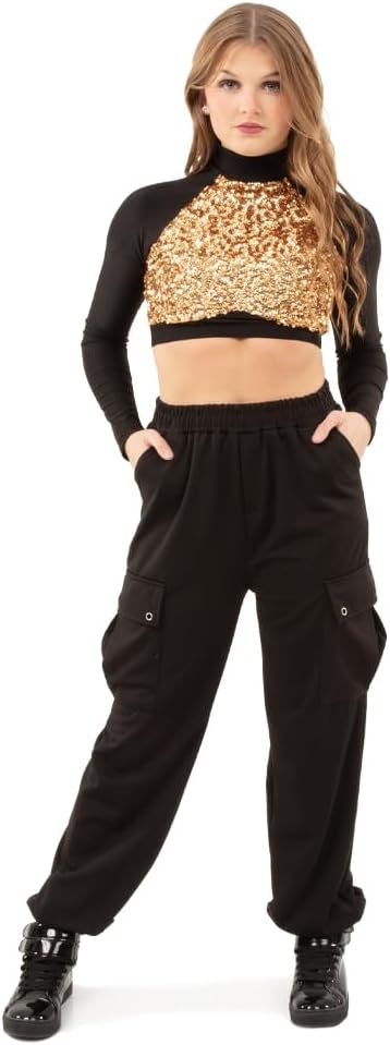 Long Sleeve Sequin Performance Crop Top - Image 5