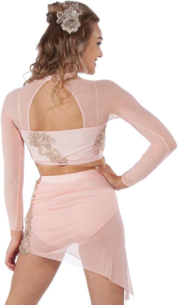 Long Sleeve Gathered Crop Top with Applique - Image 2