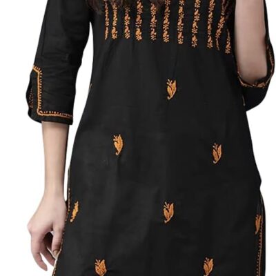 Ada Indian Traditional Hand Embroidered Chikankari Women's Cotton Kurta Kurti Tunic Dress A411419