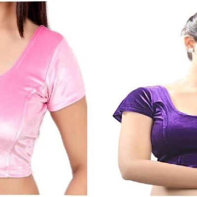 Women's Velvet Stretchable Sari Blouse XXL (for Bust Size 34-38 inches) pack of 2