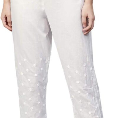 Ada Indian Hand Embroidered Traditional Chikankari Women's Cotton Palazzo Pant A100147
