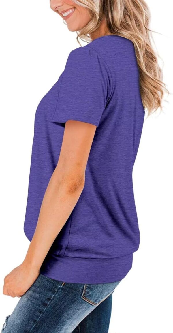 ZOLUCKY Womens Casual Short Sleeve Tunic Tops Scoop Neck T Shirts Summer Loose Fit Tunics - Image 4