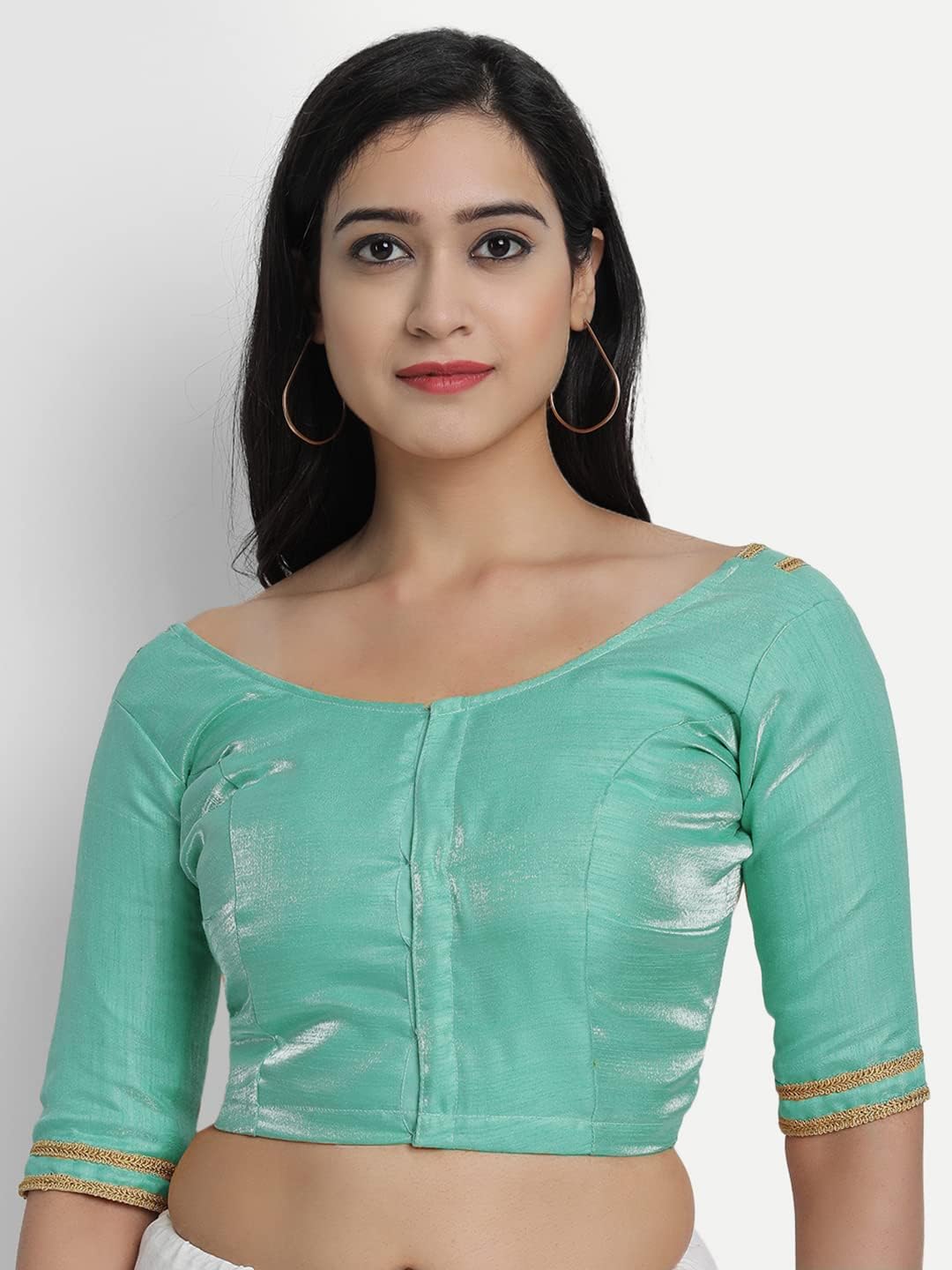 Indian Designer Women'S Readymade Silk And Satin Indian Ethnic Saree Blouse Crop Top Choli For Party Wear - Image 2