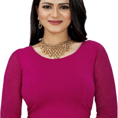 KNETLI Cotton Polyester Blouse for Women's -Stretchable,Round Neck