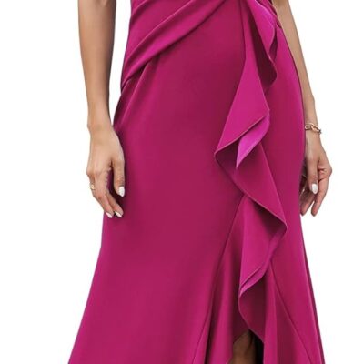 FQA Formal Evening Dresses for Women Elegant Evening Party Prom Dress Long Sexy V Neck Sleeveless Split Wrap