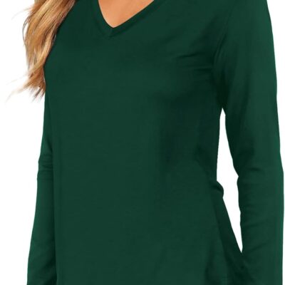 DittyandVibe Women Shirt Long/Short Sleeve V Neck Curved Hem Tunic Tops Tshirt