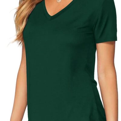 DittyandVibe Women Shirt Long/Short Sleeve V Neck Curved Hem Tunic Tops Tshirt