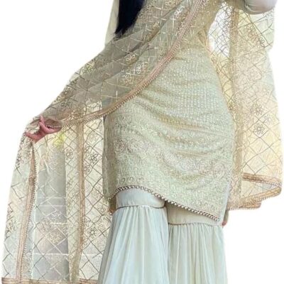 Beautiful Georgette Punjabi Style Sharara Suit For Women Ready To Wear Salwar Kameez With Dupatta