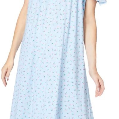 Dreams & Co. Women's Plus Size Long Floral Print Cotton Gown