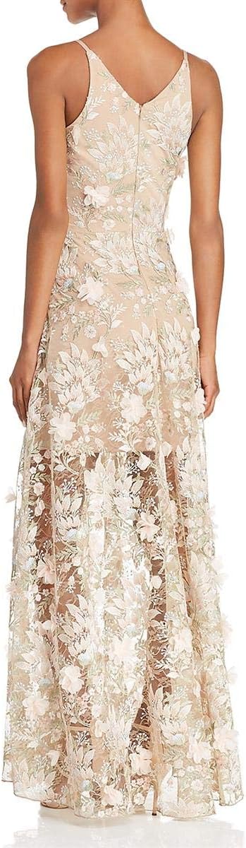 Dress the Population Women's Embellished Plunging Gown Sleeveless Floral Long Dress - Image 2