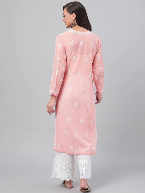 Ada Indian Hand Embroidered Chikankari Ethnic Wear Georgette Kurta Kurti Tunic for Women A95504 - Image 2