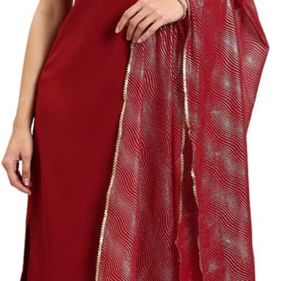 Janasya Indian Women's Maroon Kurta Kurti Top Tunic Straight Party wear Kurta Set for Women