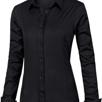 siliteelon Womens Classic-Fit Dress Shirts Long Sleeve Button Down Wrinkle-Free Stretch Solid Casual Work Office Blouse Top