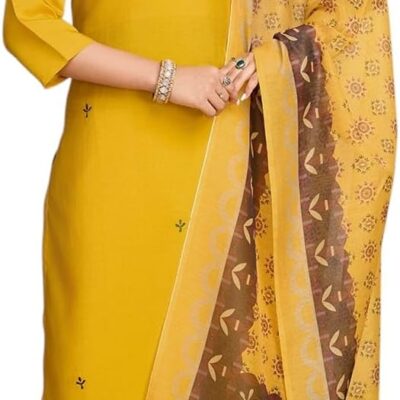 Indian Kurti for Womens With Pant & Dupatta | Pure Roman Silk Embroidery With Hand Mirror Work Long Kurta Partywear Dresses