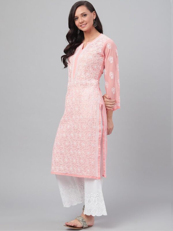 Ada Indian Hand Embroidered Chikankari Ethnic Wear Georgette Kurta Kurti Tunic for Women A95504 - Image 4