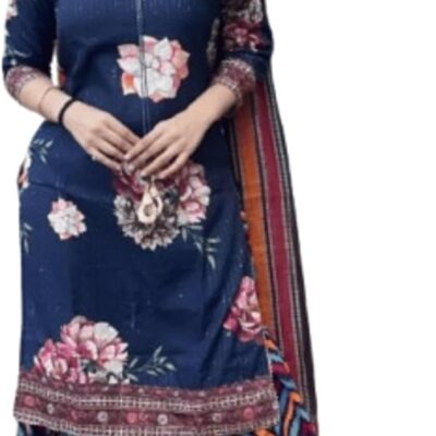 Women Rayon Tunic Kurta & Sharara Set With Designer Dupatta For Weddings Blue color.