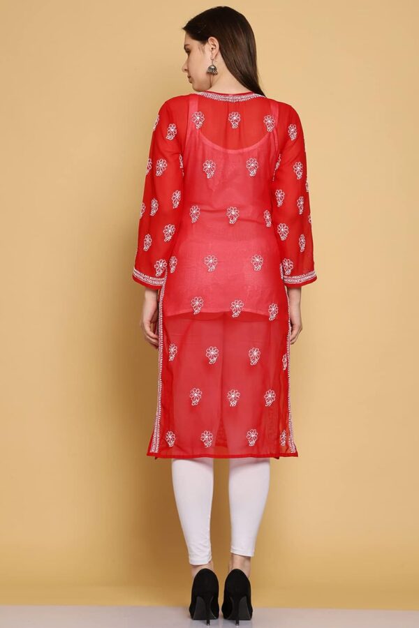 Ada Indian Hand Embroidered Chikankari Ethnic Wear Georgette Kurta Kurti Tunic for Women A95504 - Image 2