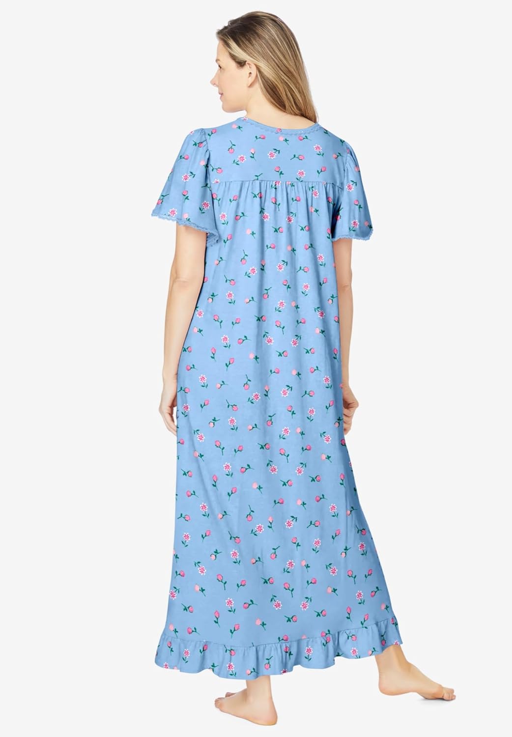 Dreams & Co. Women's Plus Size Long Floral Print Cotton Gown - Image 2