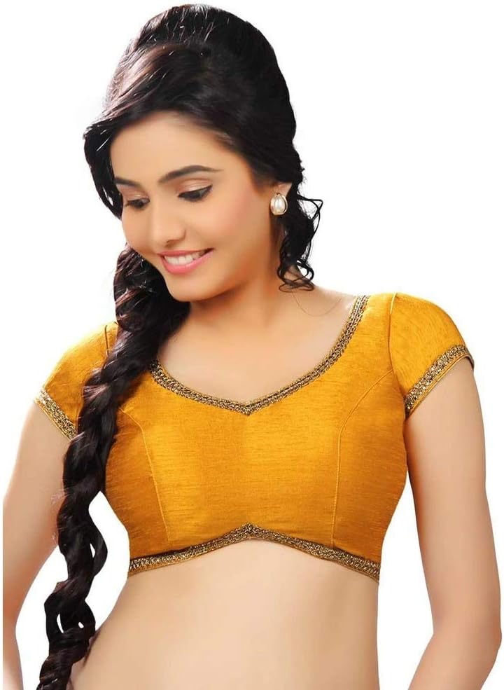 Indian Designer Women's Readymade Silk Indian Ethnic Saree Crop Top Choli Blouse