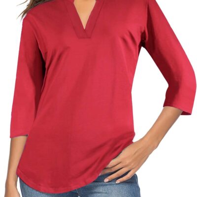 CEASIKERY Women's 3/4 Sleeve V Neck Tops Casual Tunic Blouse Loose Shirt