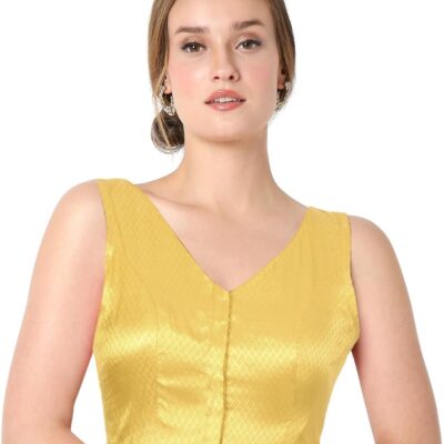 Chandrakala Gold Blouses for Women sarees,Readymade V-Neck Choli (B220-P)